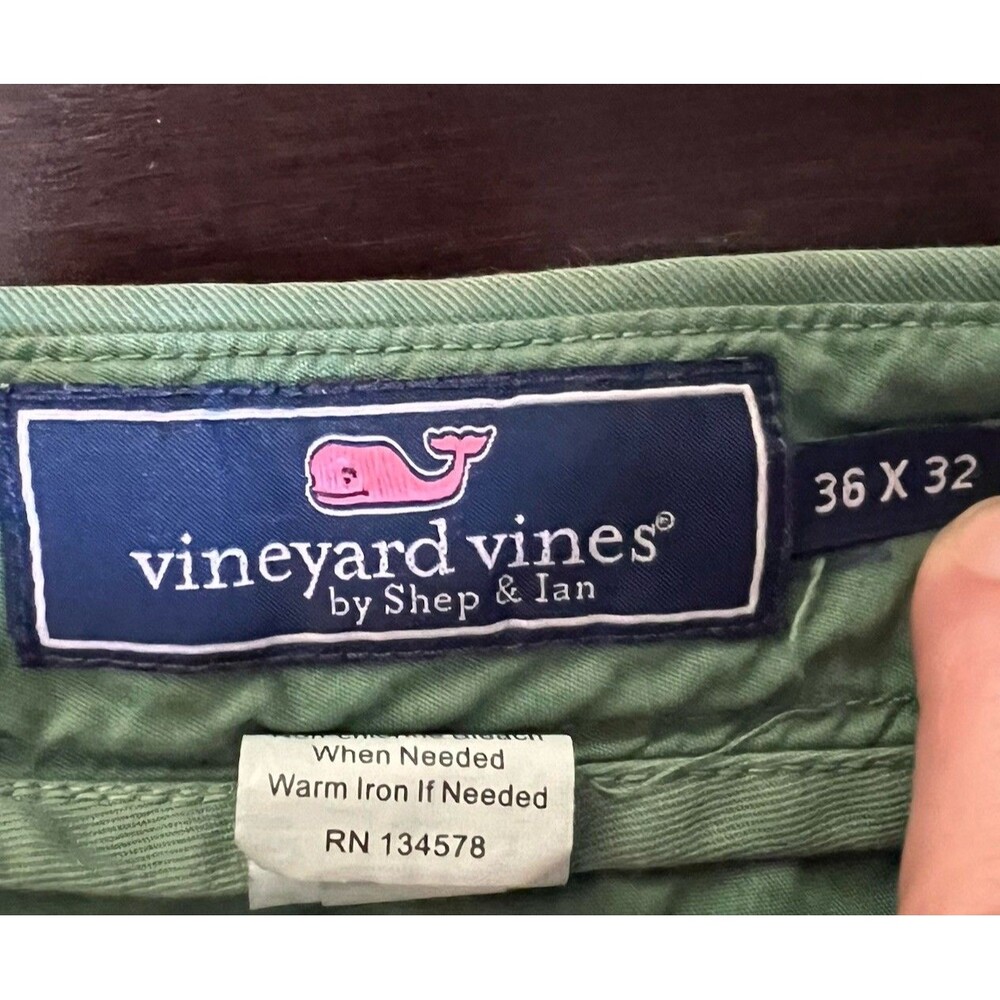Vineyard Vines 36x32 Slim Fit Club Pants Green Terrapin Mens Cotton Twill - Picture 2 of 5